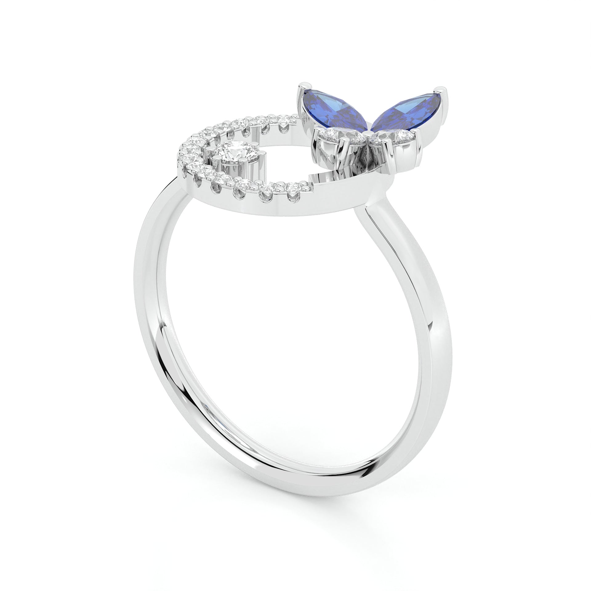 925 sterling silver Blue Butterfly Rings for women India