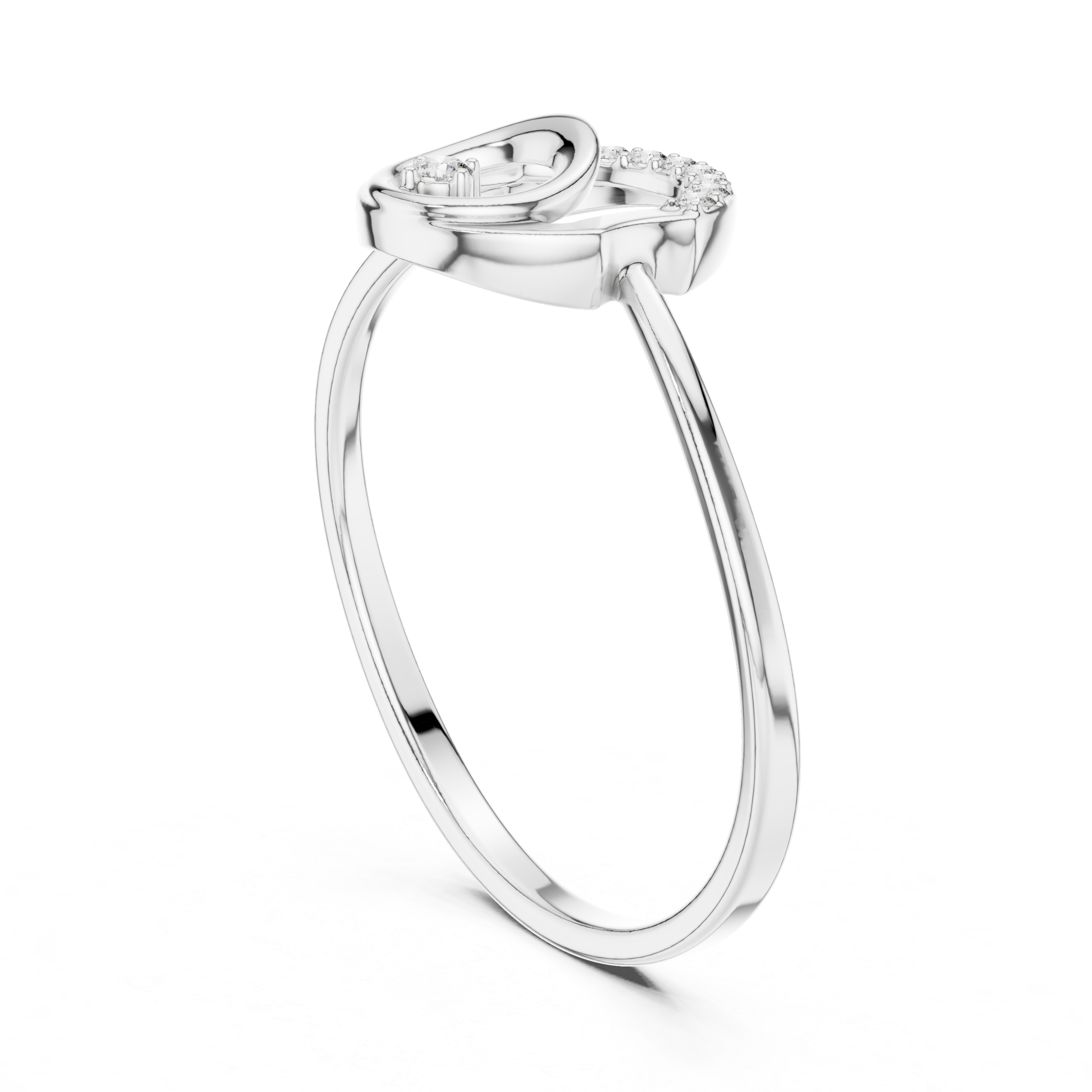 double circle solitaire diamond ring with pave setting