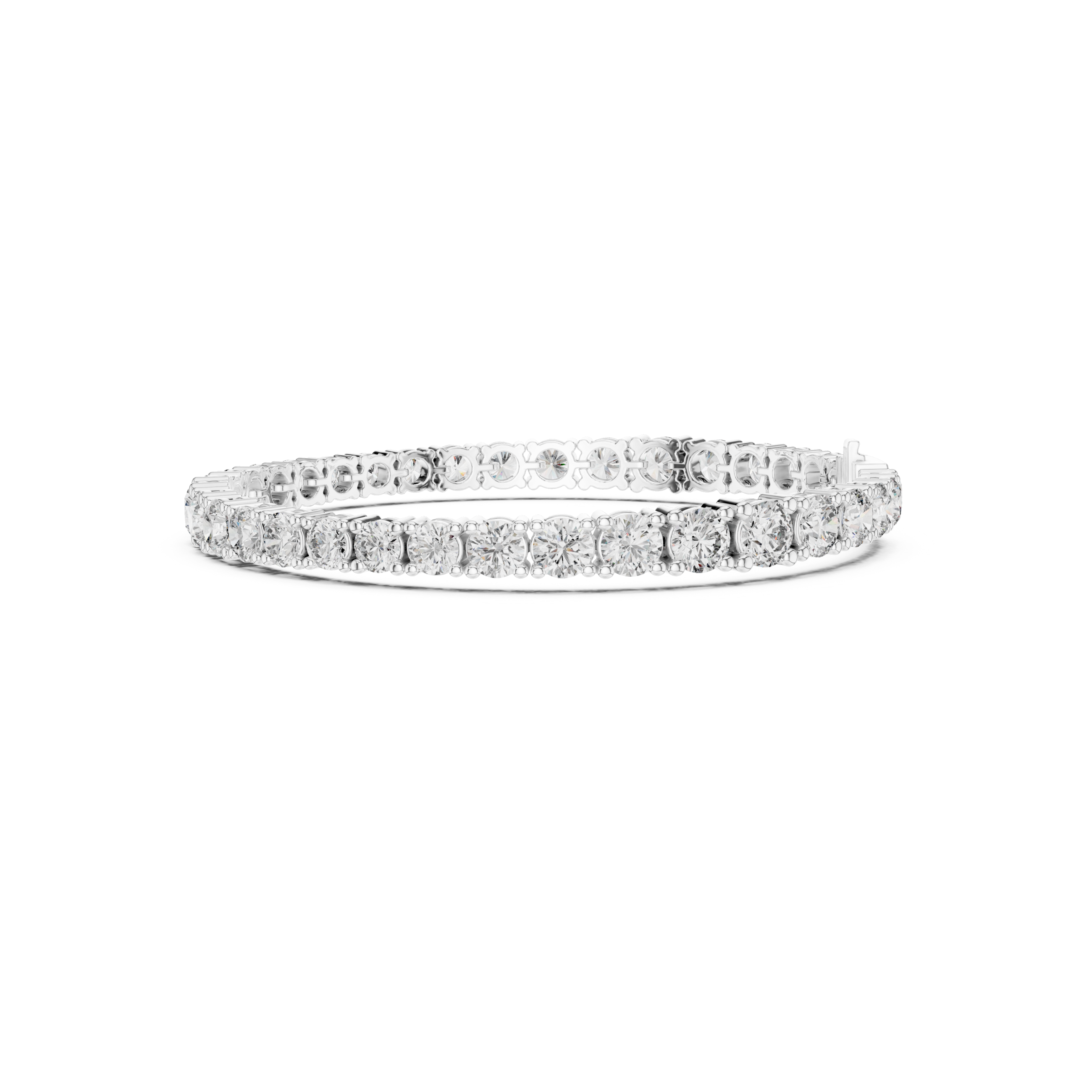 Classic round tennis bracelet with prong set continuous stone row detailing