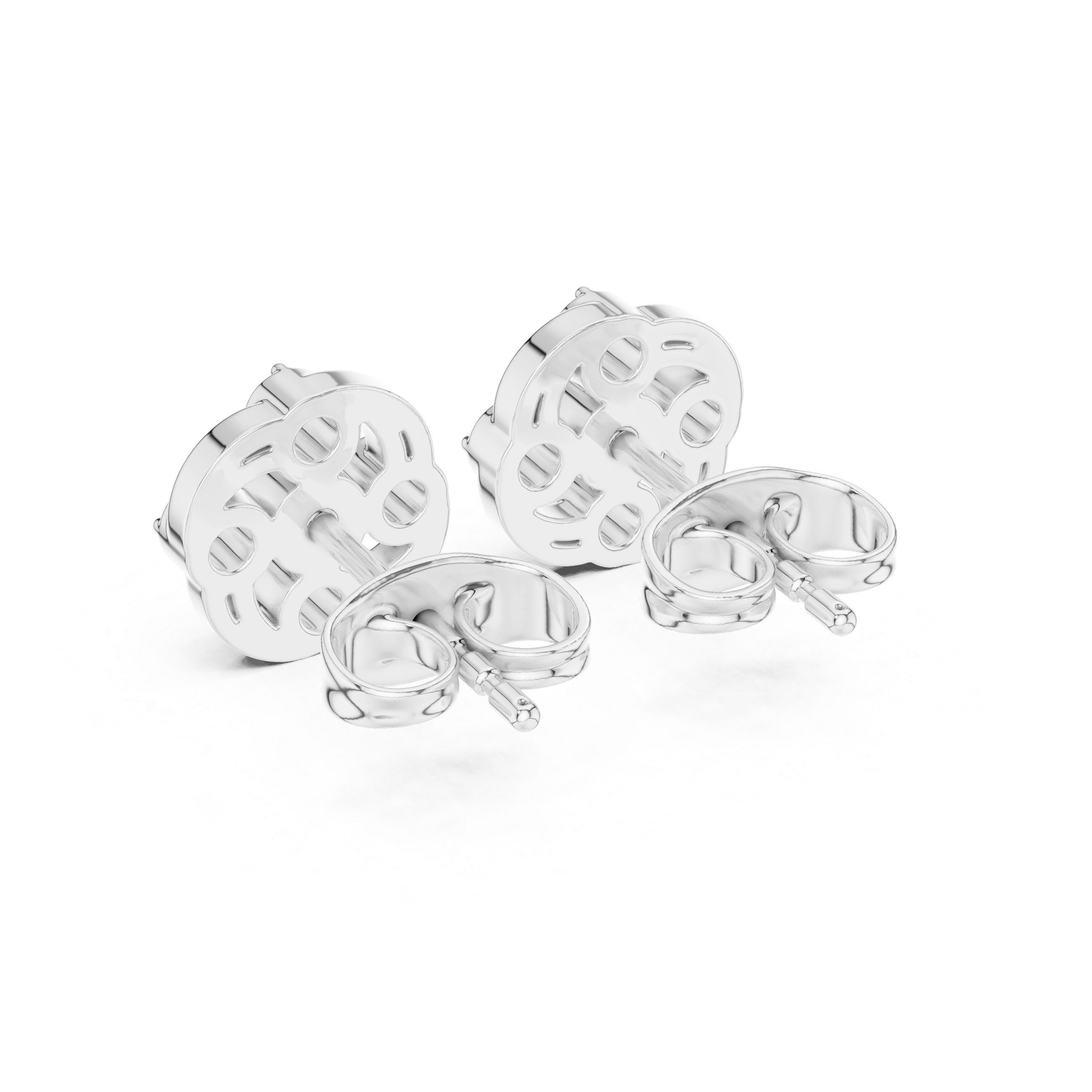 Floral swirl stud earrings with open lattice detailing