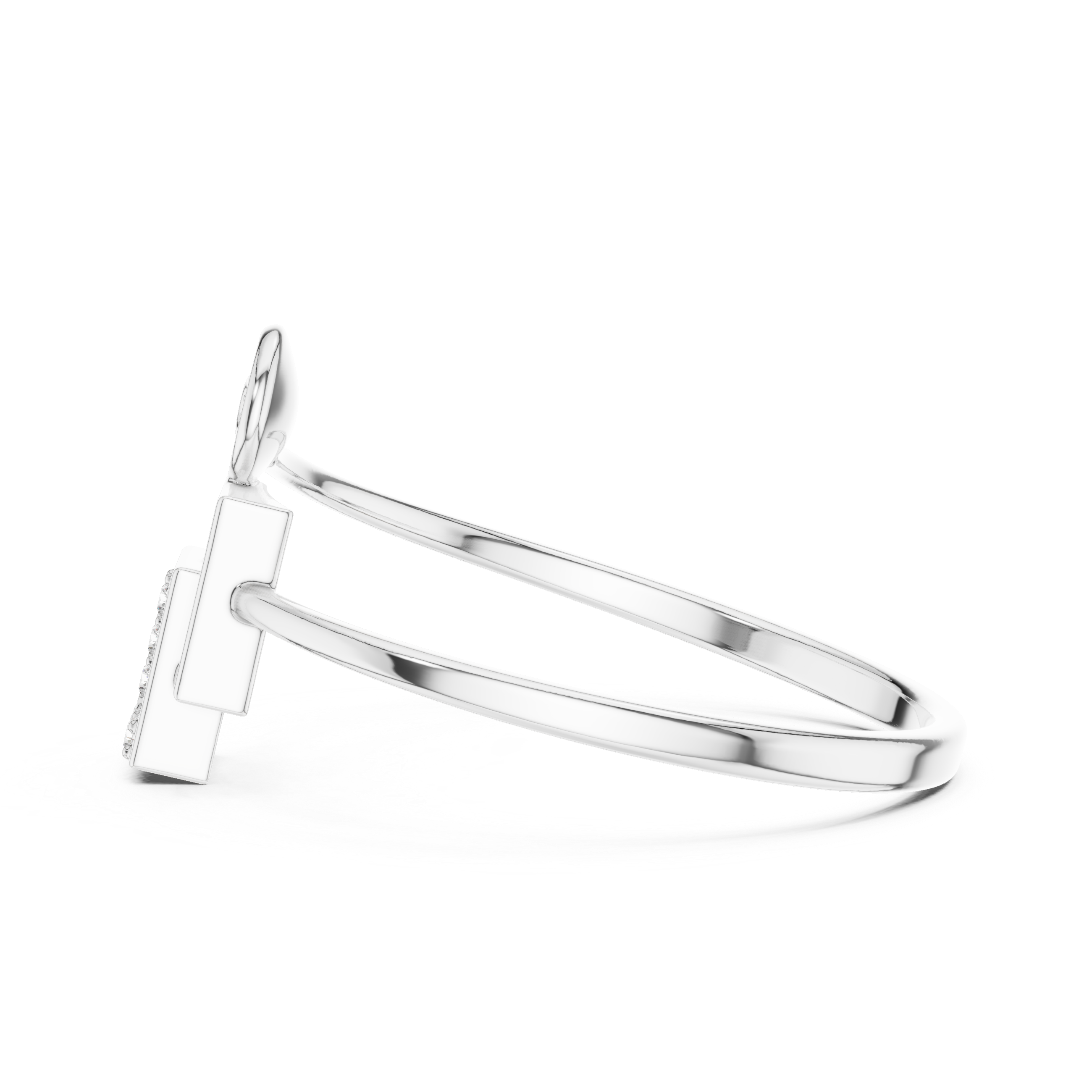 Modern geometric double square diamond ring with teardrop accent