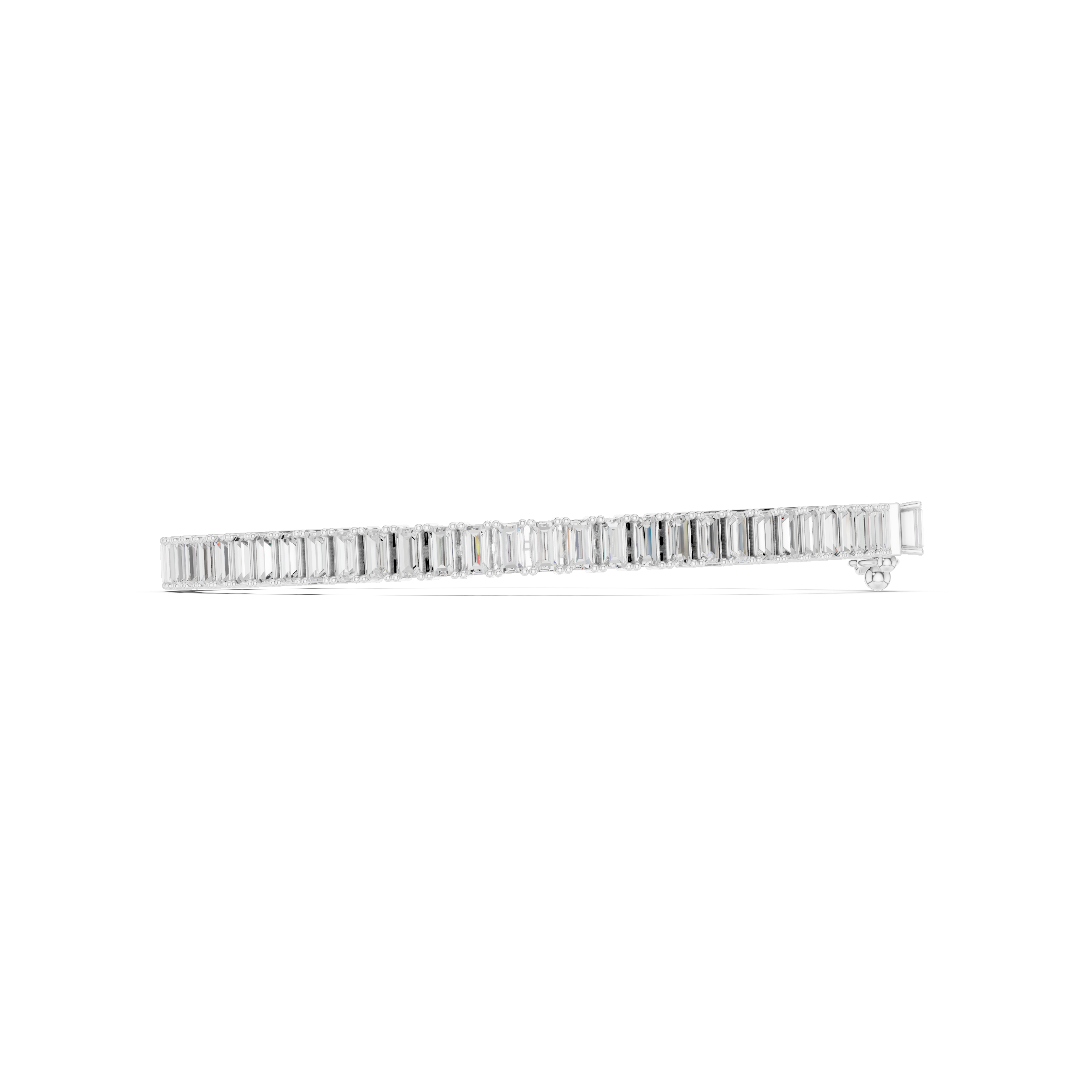 Men's silver full eternity tennis bracelet with continuous baguette-cut diamond links