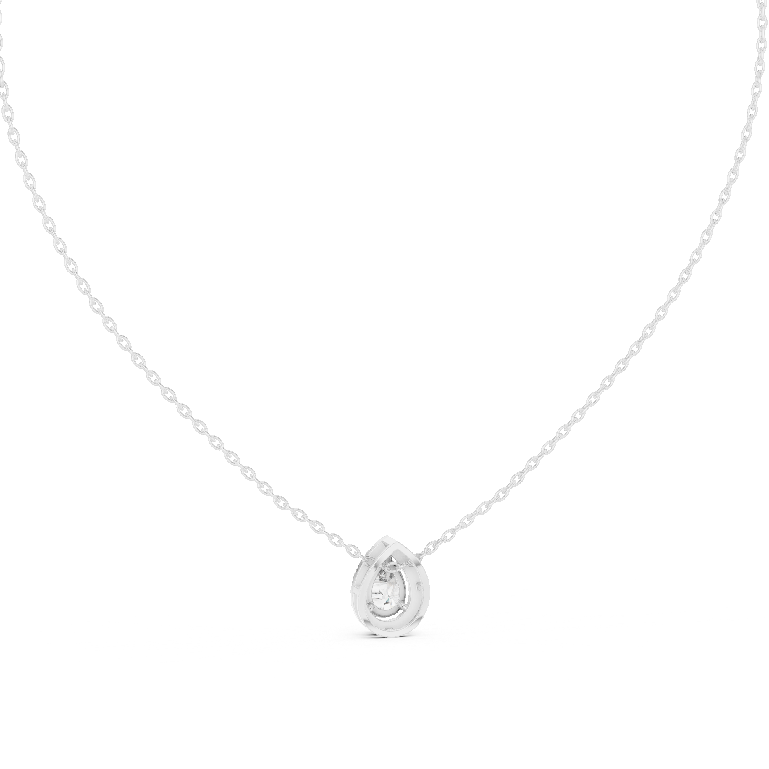 Pear cut bezel set solitaire diamond pendant necklace