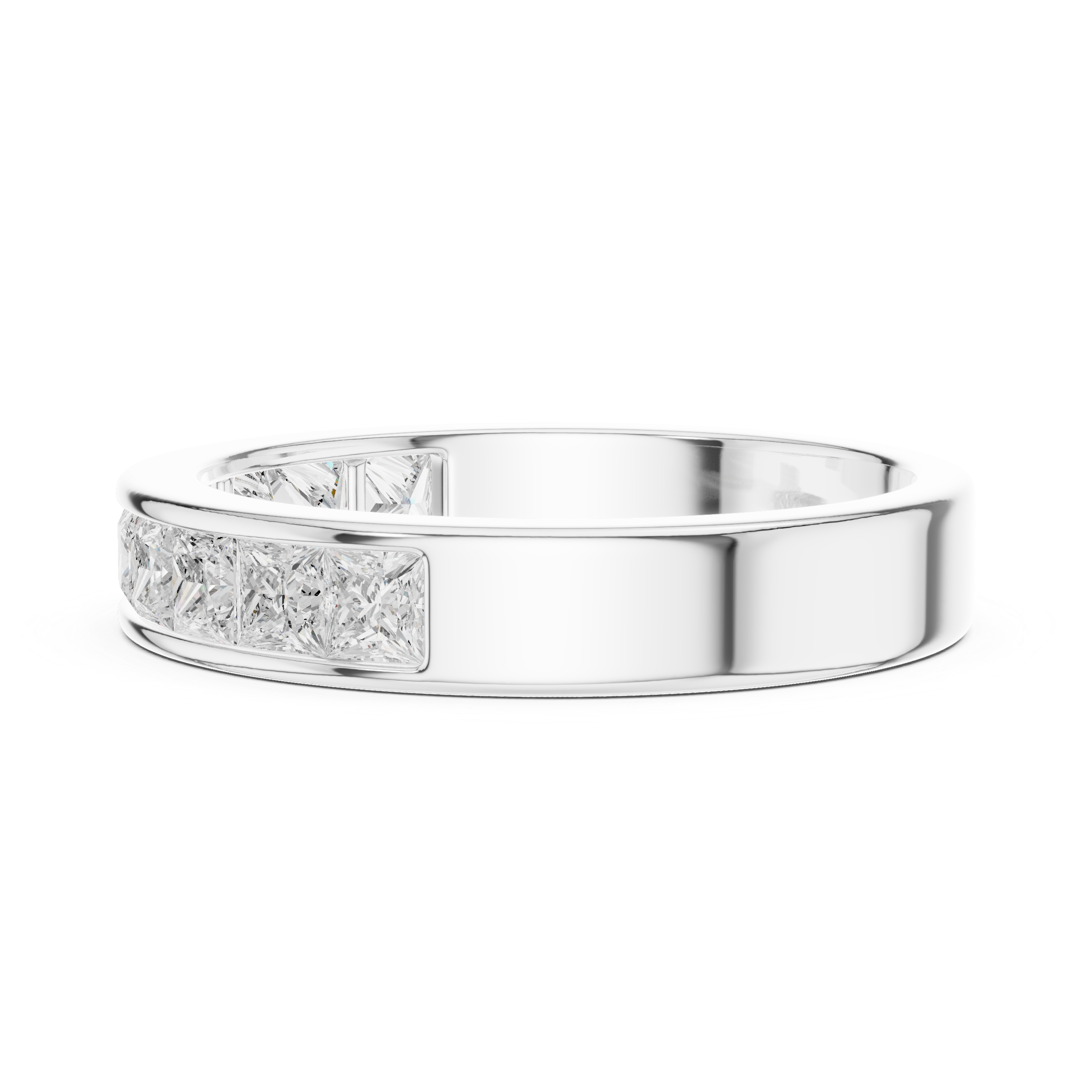 Half eternity princess cut channel set diamond band