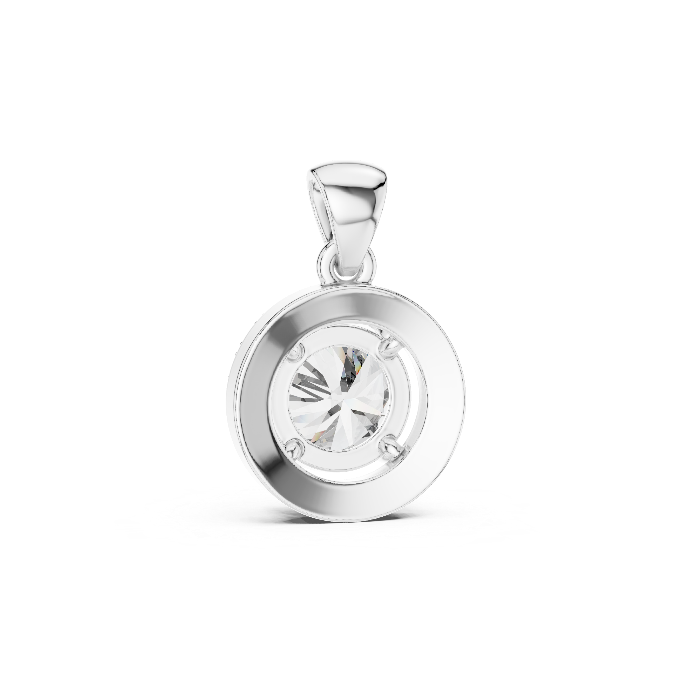 Round Halo Solitaire Diamond Pendant
