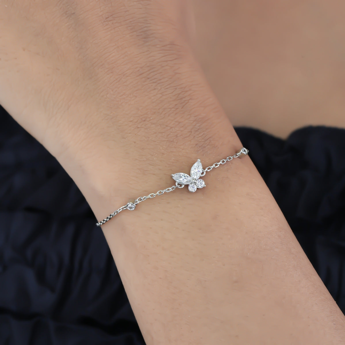 925 sterling Butterfly Diamond Bracelet