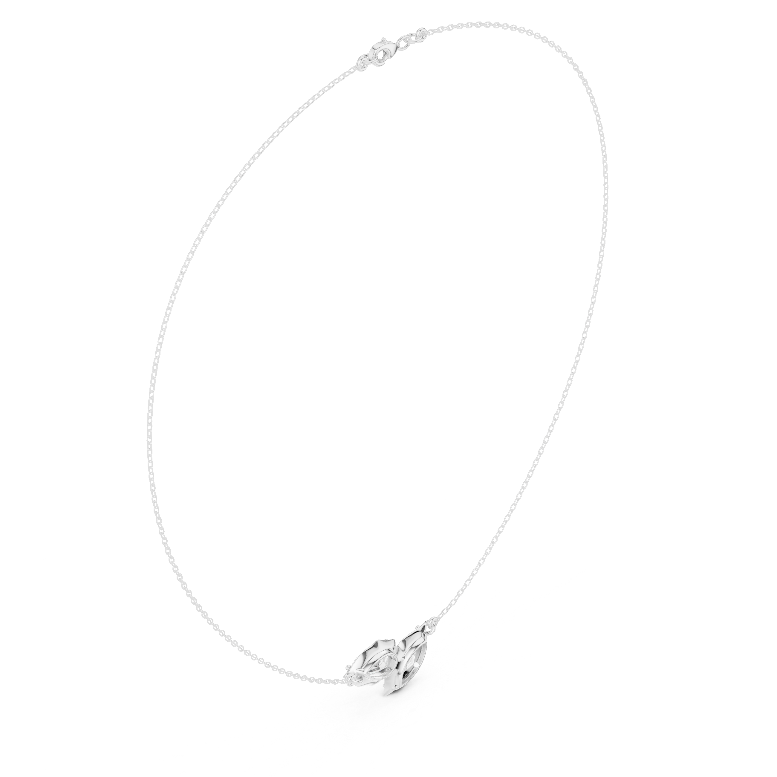 Toi et moi marquise and pear cut bezel set diamond necklace