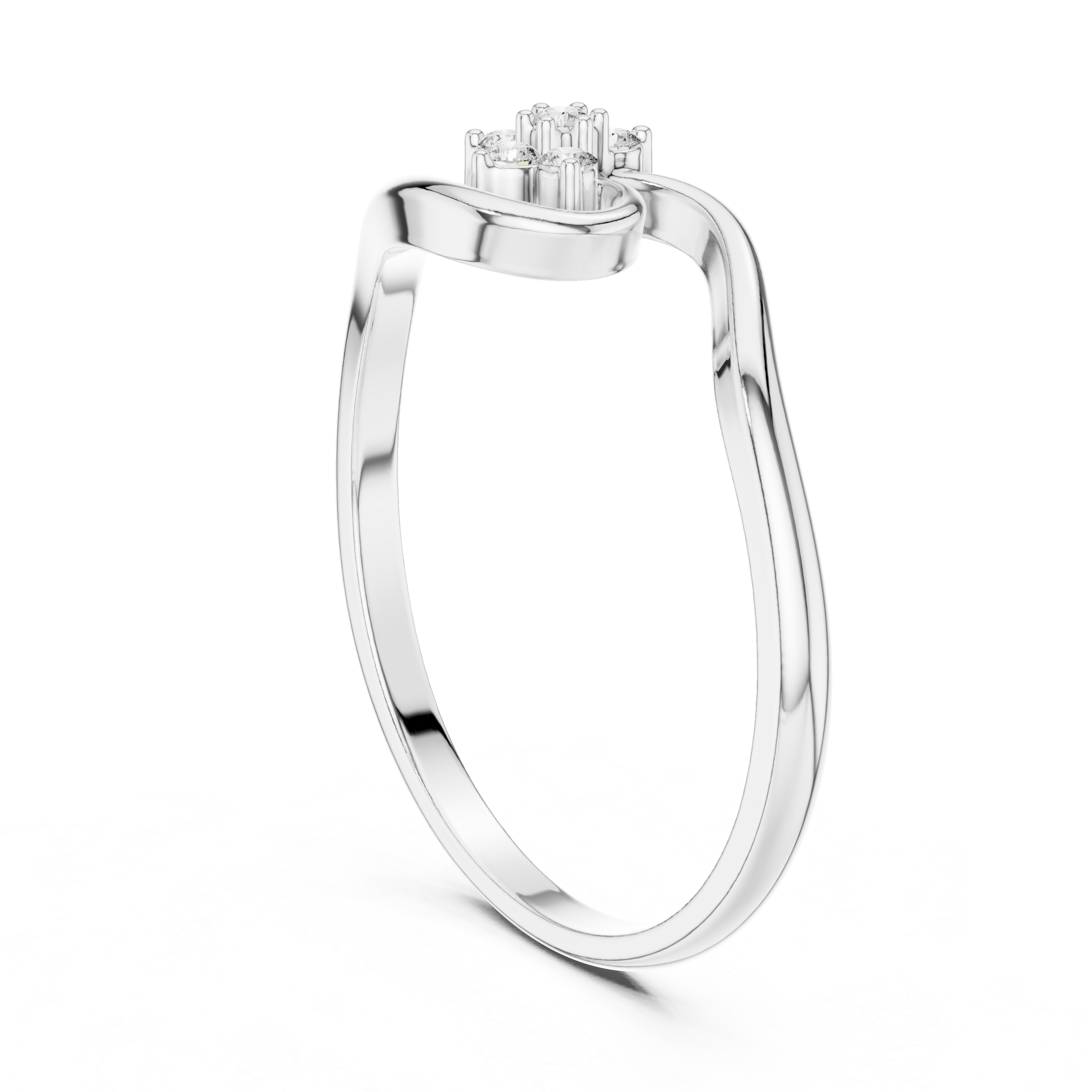 Twisted bypass band cluster diamond ring