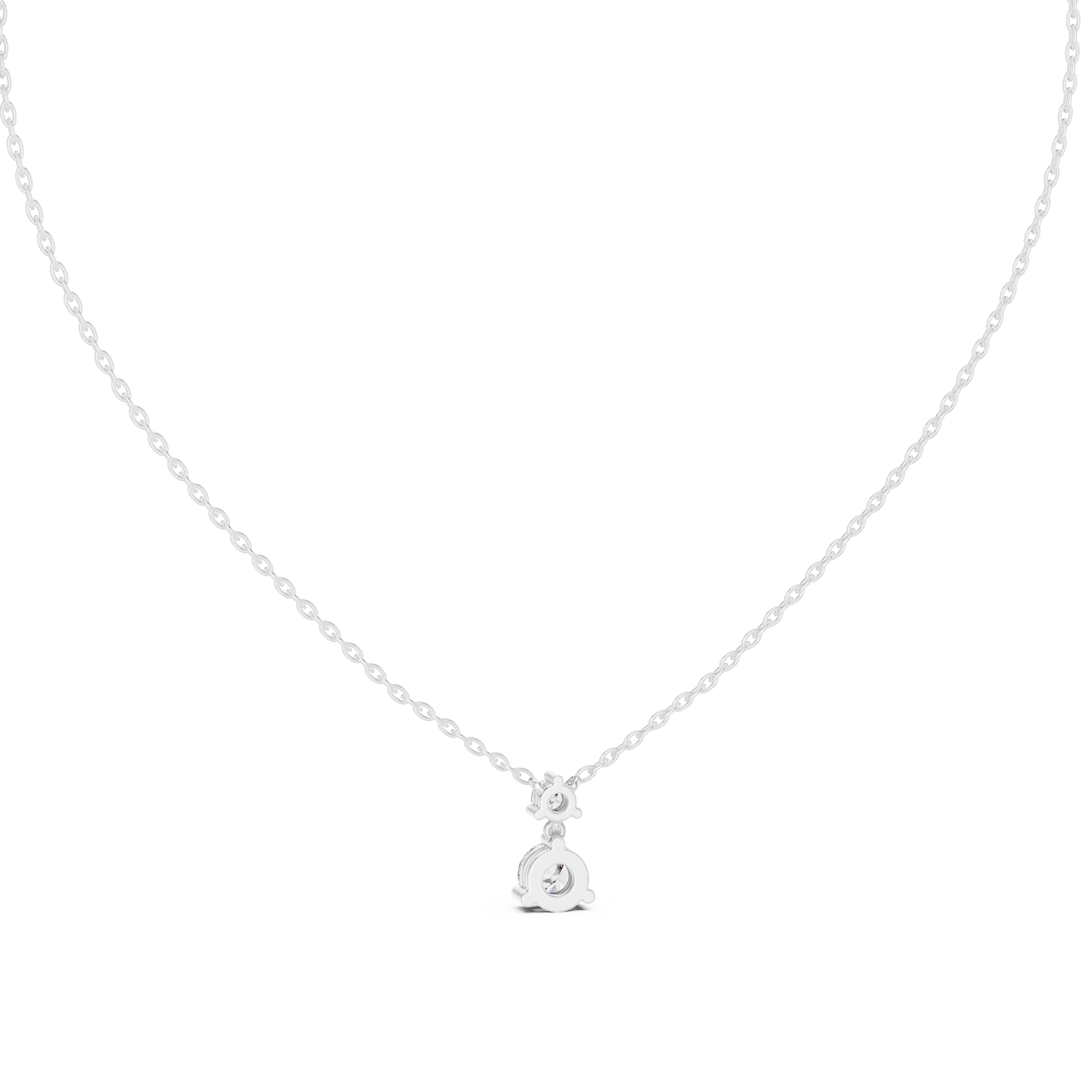 Two stone round brilliant solitaire diamond pendant necklace with prong setting