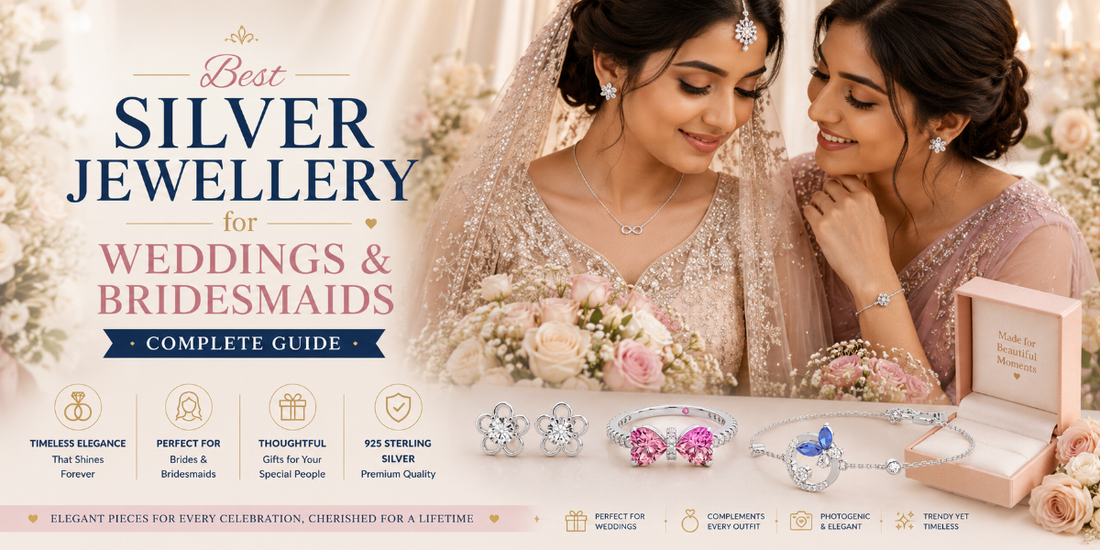 Elegant 925 sterling silver earrings, ring and bracelet for weddings and bridesmaids by Zixy, featuring sparkling CZ stones and timeless bridal jewellery designs.