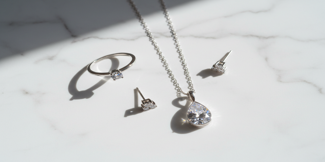 Best silver jewellery gifts for her under ₹1500 — ZIXY 925 sterling silver rings, earrings and pendant on marble