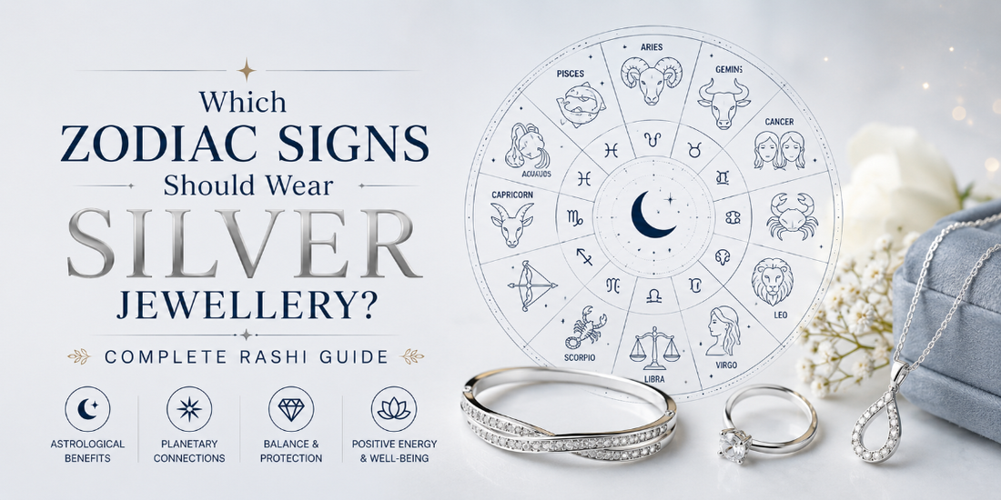 Which zodiac signs should wear silver jewellery - complete Rashi guide featuring silver jewellery, zodiac wheel and astrology benefits