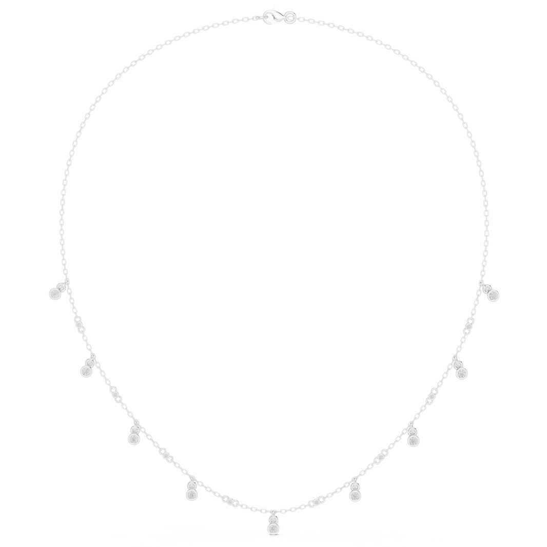 Bezel Set Diamond Droplet Station Necklace