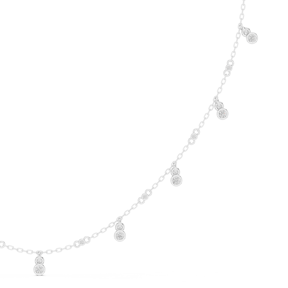 Bezel Set Diamond Droplet Station Necklace