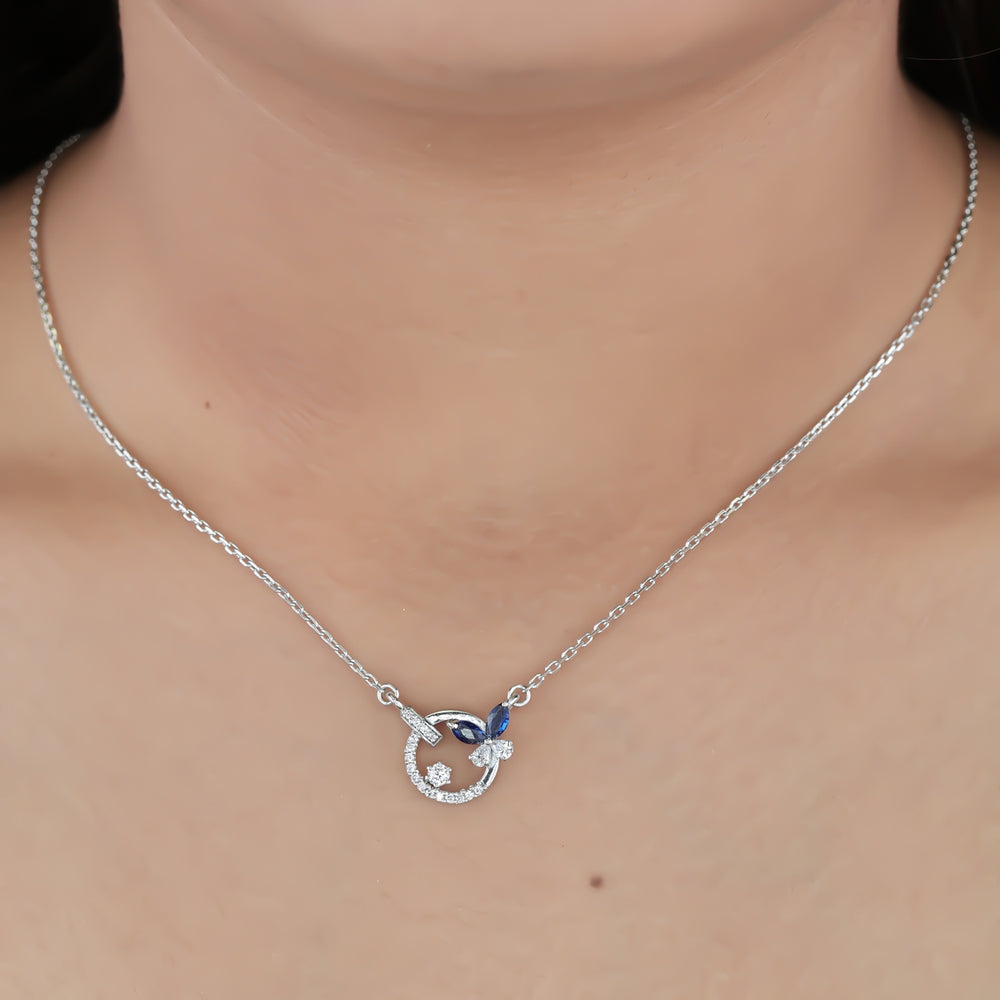 925 sterling silver Blue Butterfly Necklace for women India