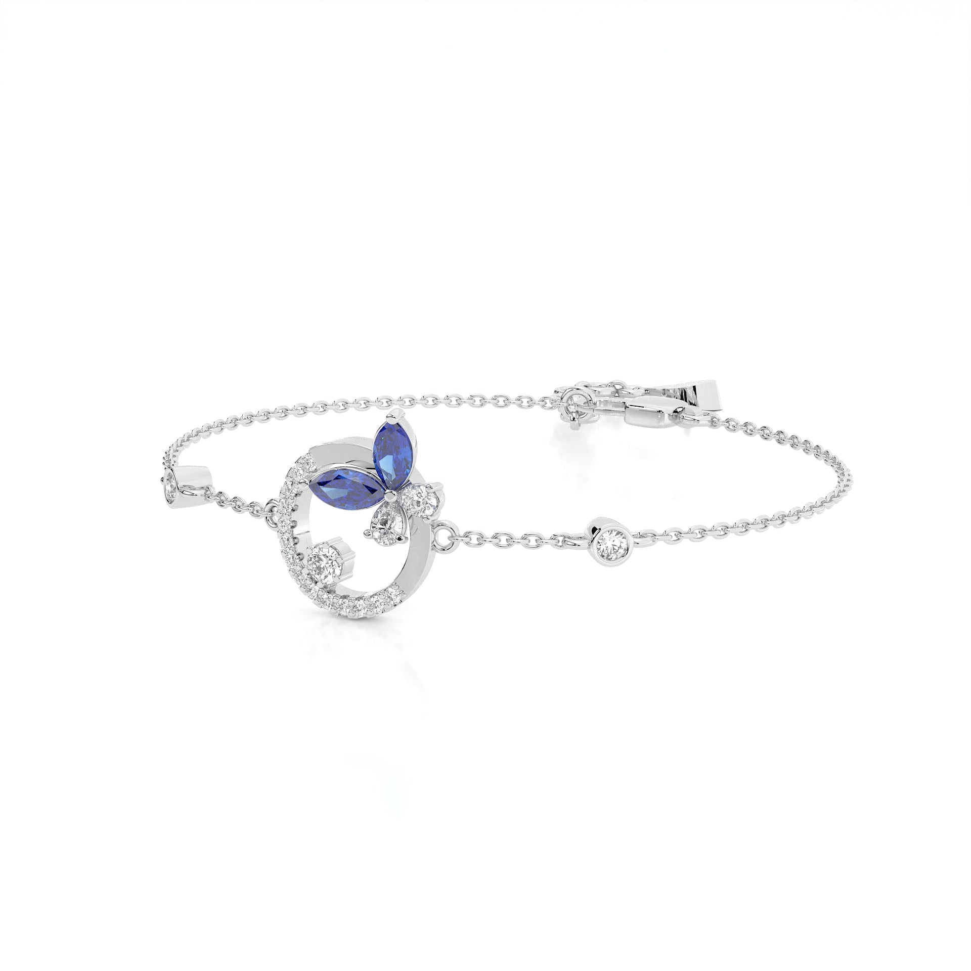 925 sterling silver blue butterfly bracelets for women India