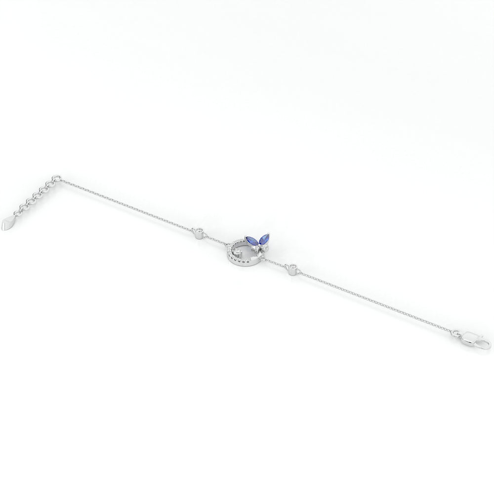 925 sterling silver blue butterfly bracelets for women India