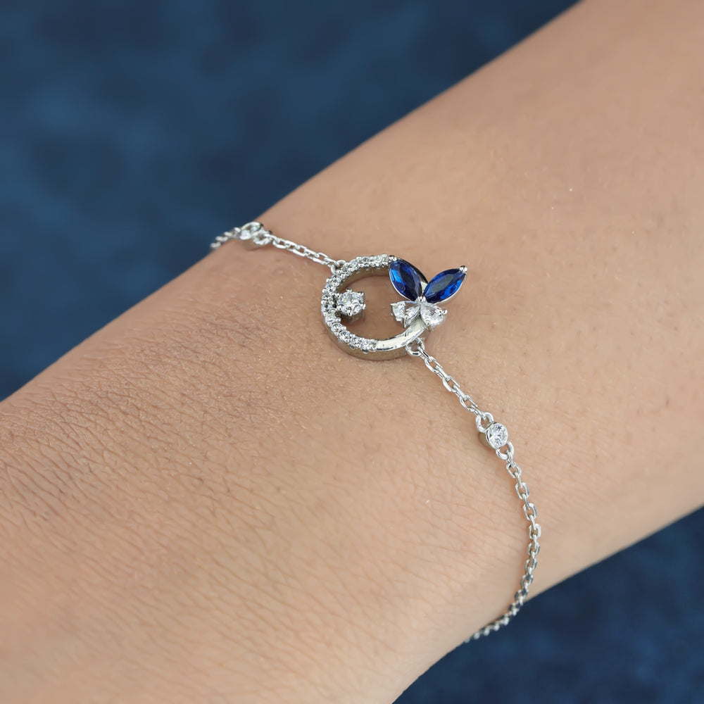 925 sterling silver blue butterfly bracelet for women India