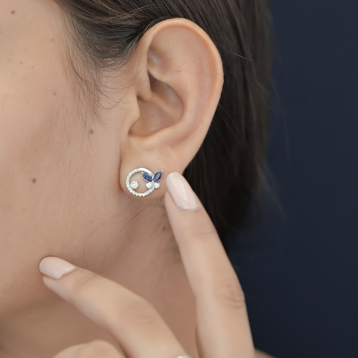 925 sterling silver blue butterfly earrings for women India