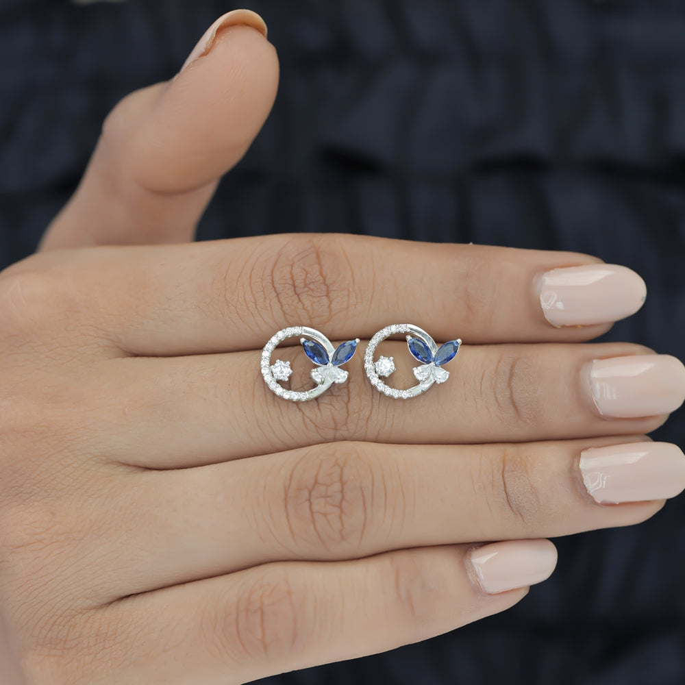 925 sterling silver blue butterfly earrings for women India