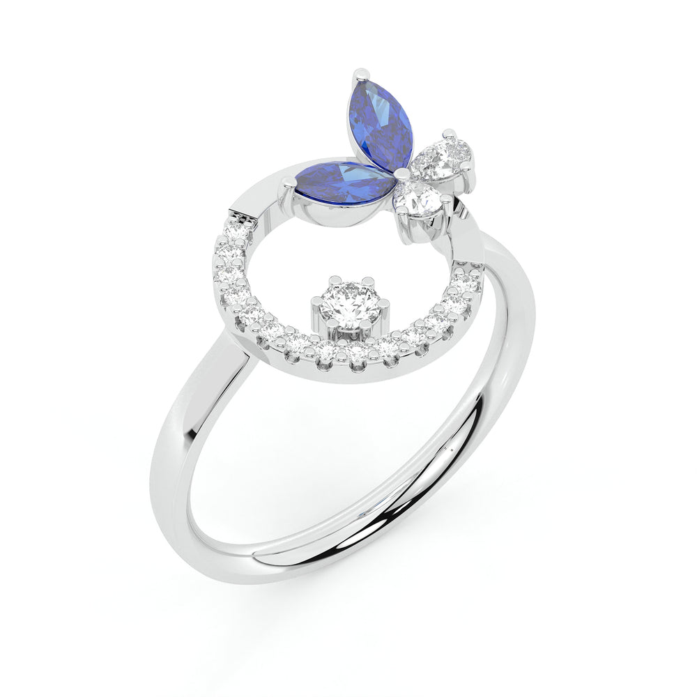 925 sterling silver Blue Butterfly Rings for women India