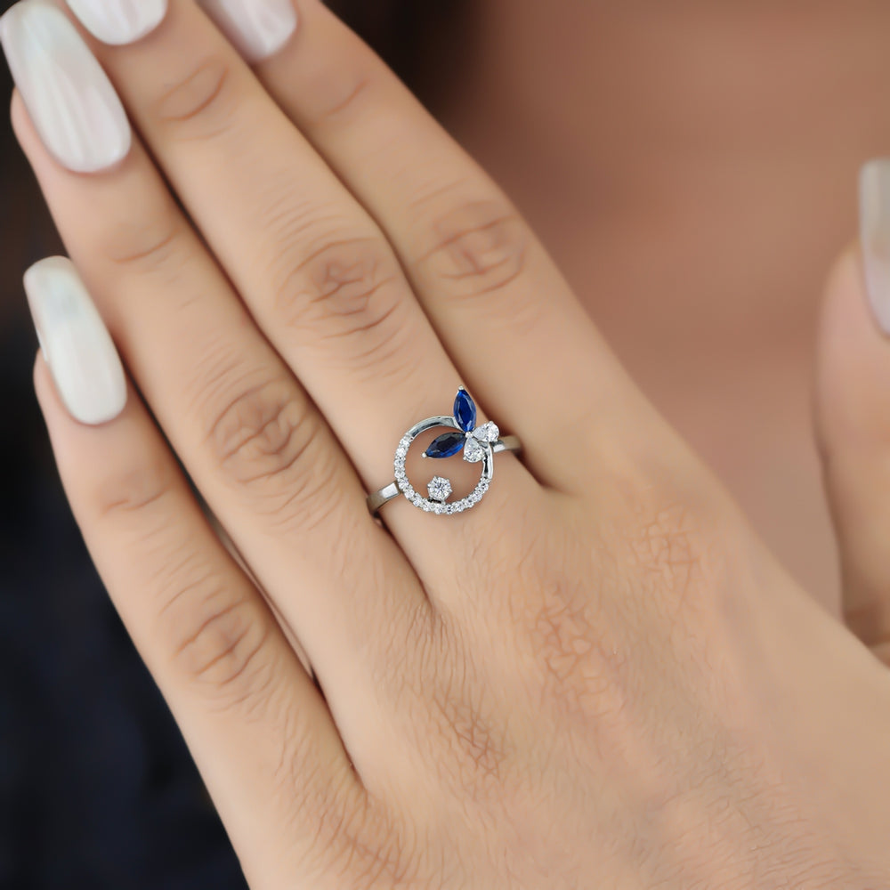 925 sterling silver Blue Butterfly Ring for women India