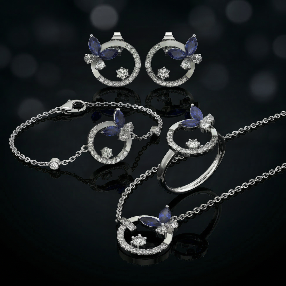 925 sterling silver blue butterfly set for women India