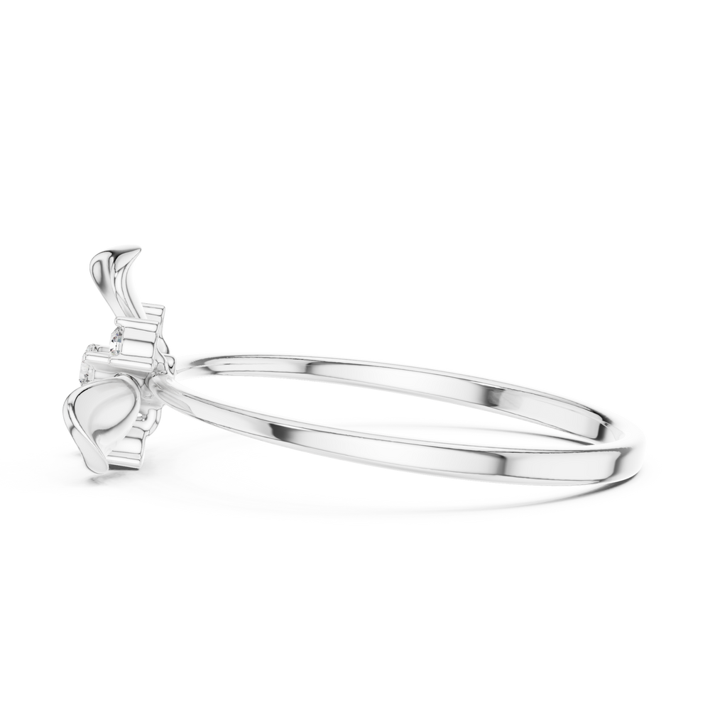 Bow cluster delicate ring with sparkling stones and dainty thin band