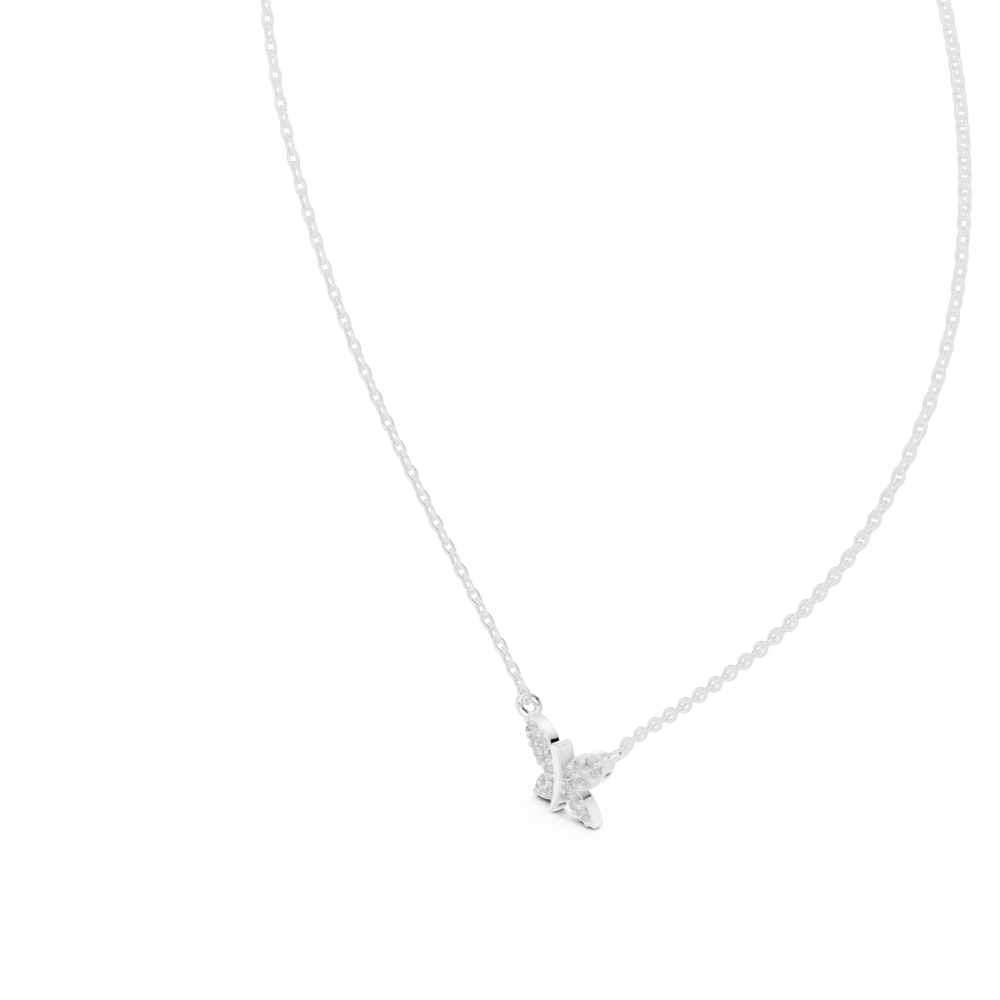 Dainty butterfly pave diamond pendant necklace