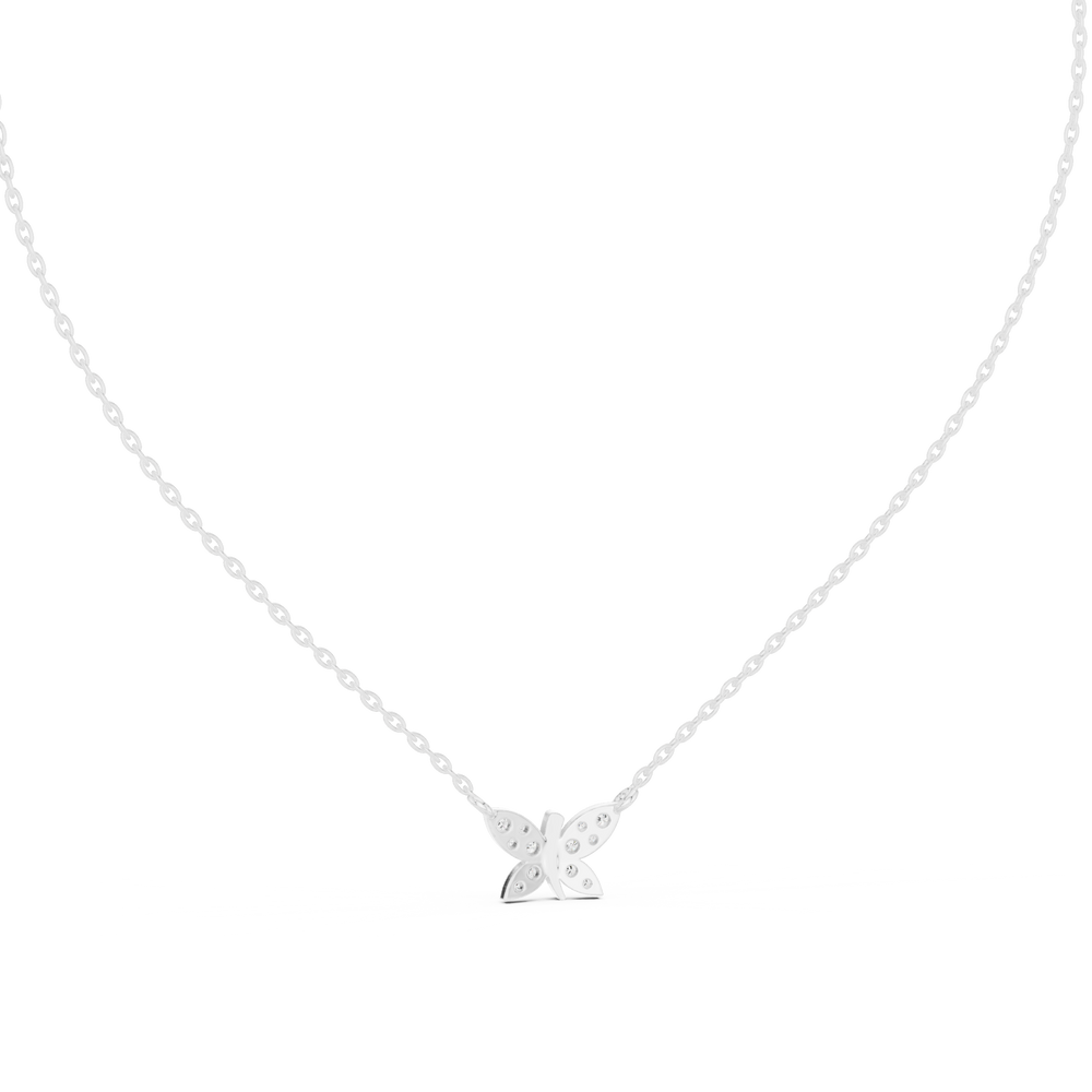 Dainty butterfly pave diamond pendant necklace