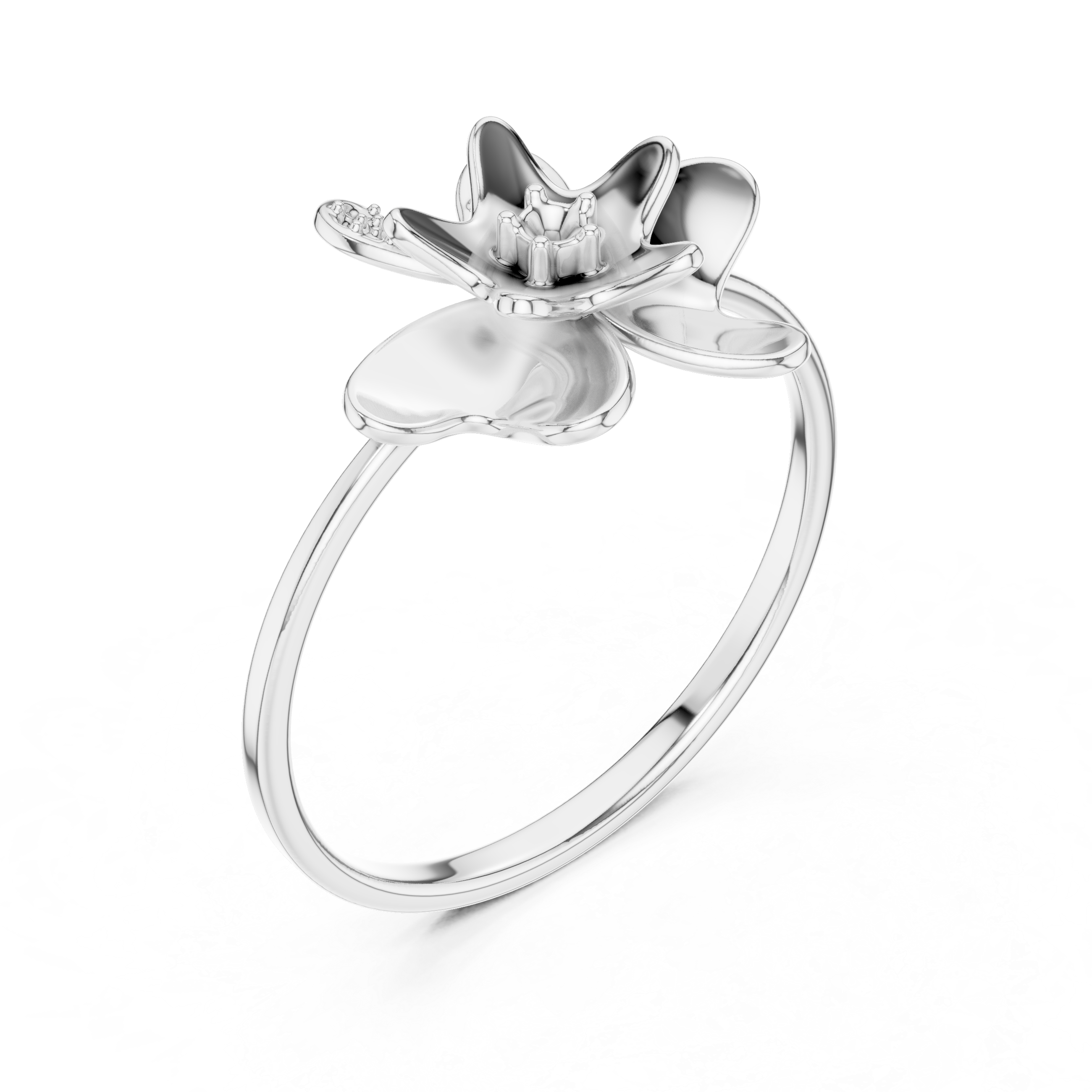 butterfly and flower diamond ring with solitaire centre stone