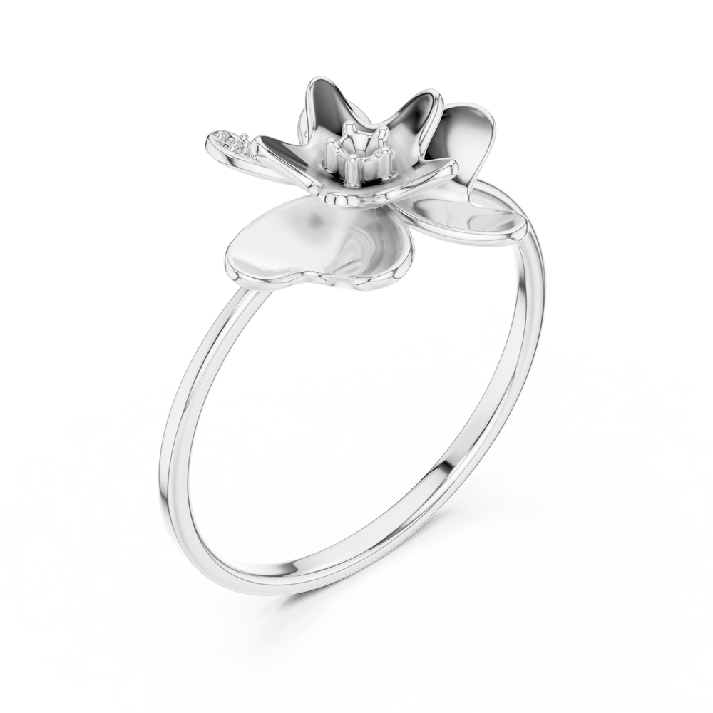 butterfly and flower diamond ring with solitaire centre stone