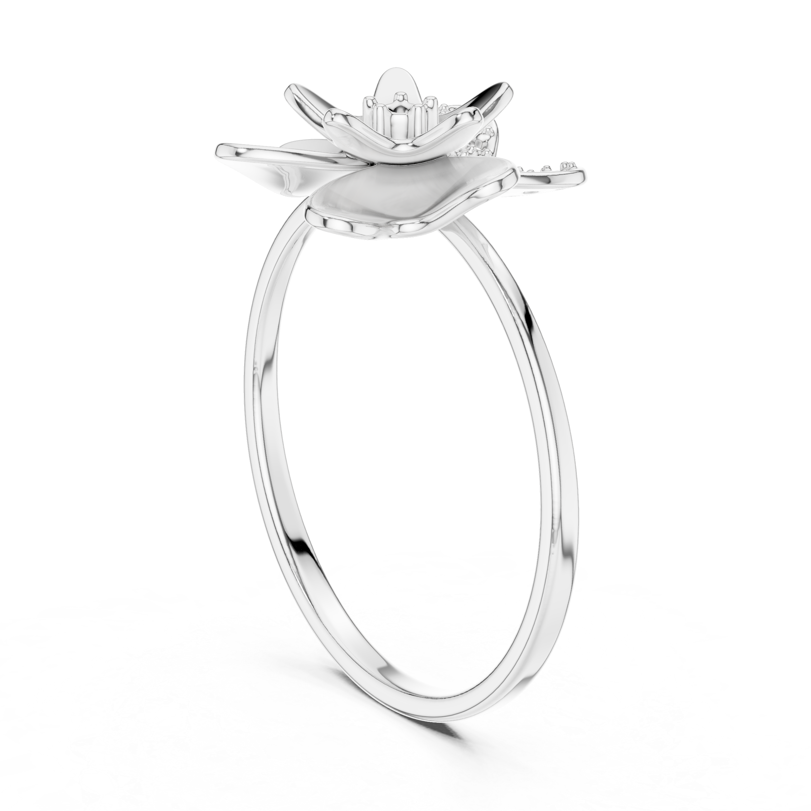 butterfly and flower diamond ring with solitaire centre stone