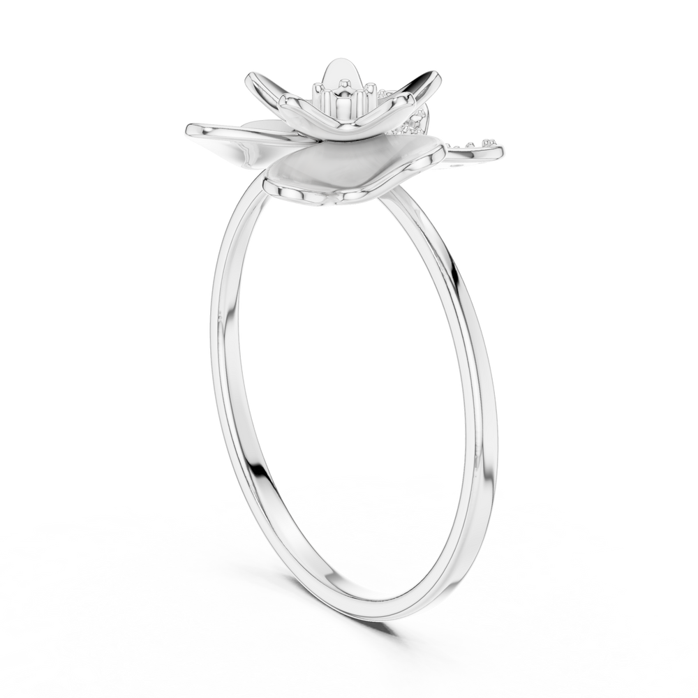 butterfly and flower diamond ring with solitaire centre stone
