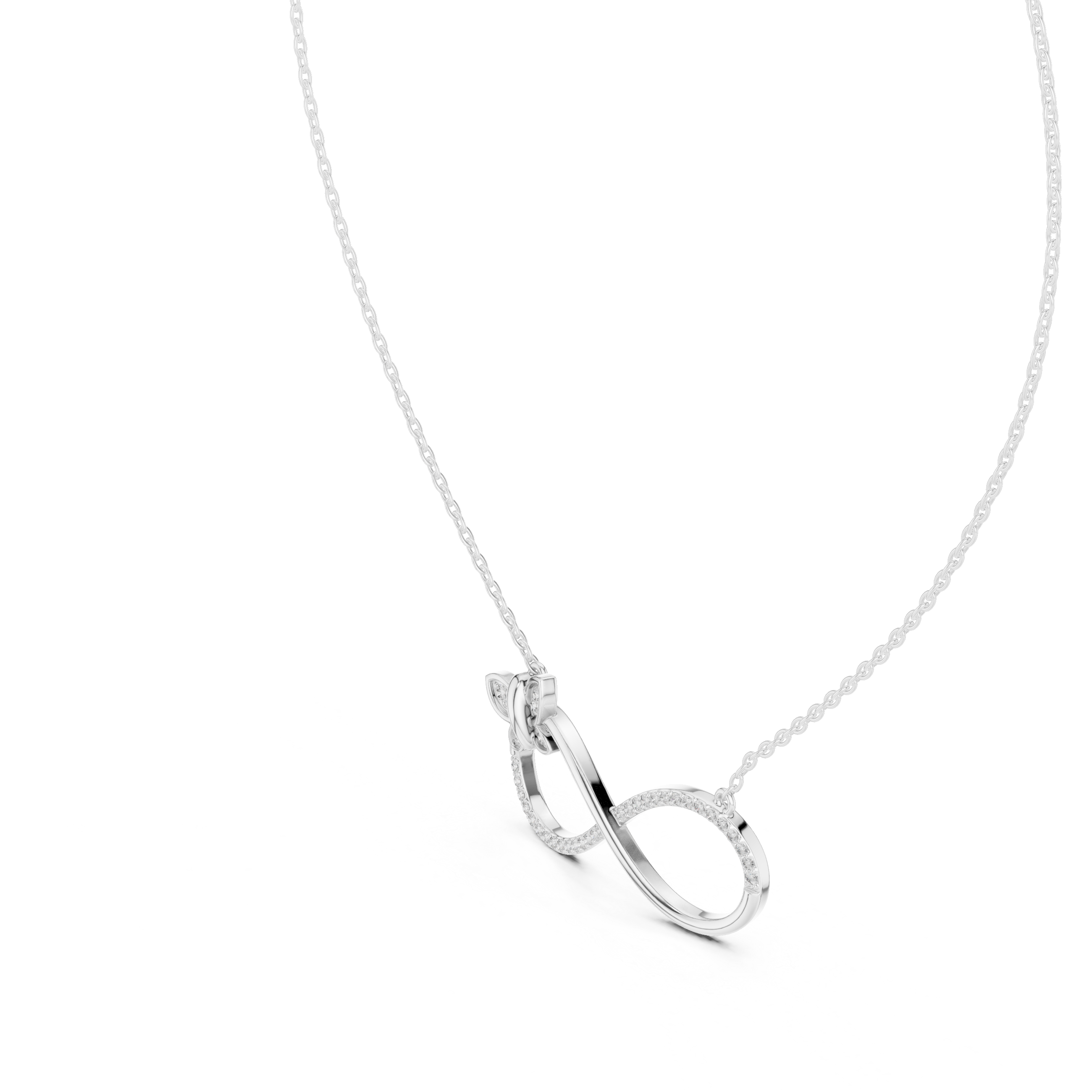 Butterfly infinity diamond pendant necklace with pave butterfly