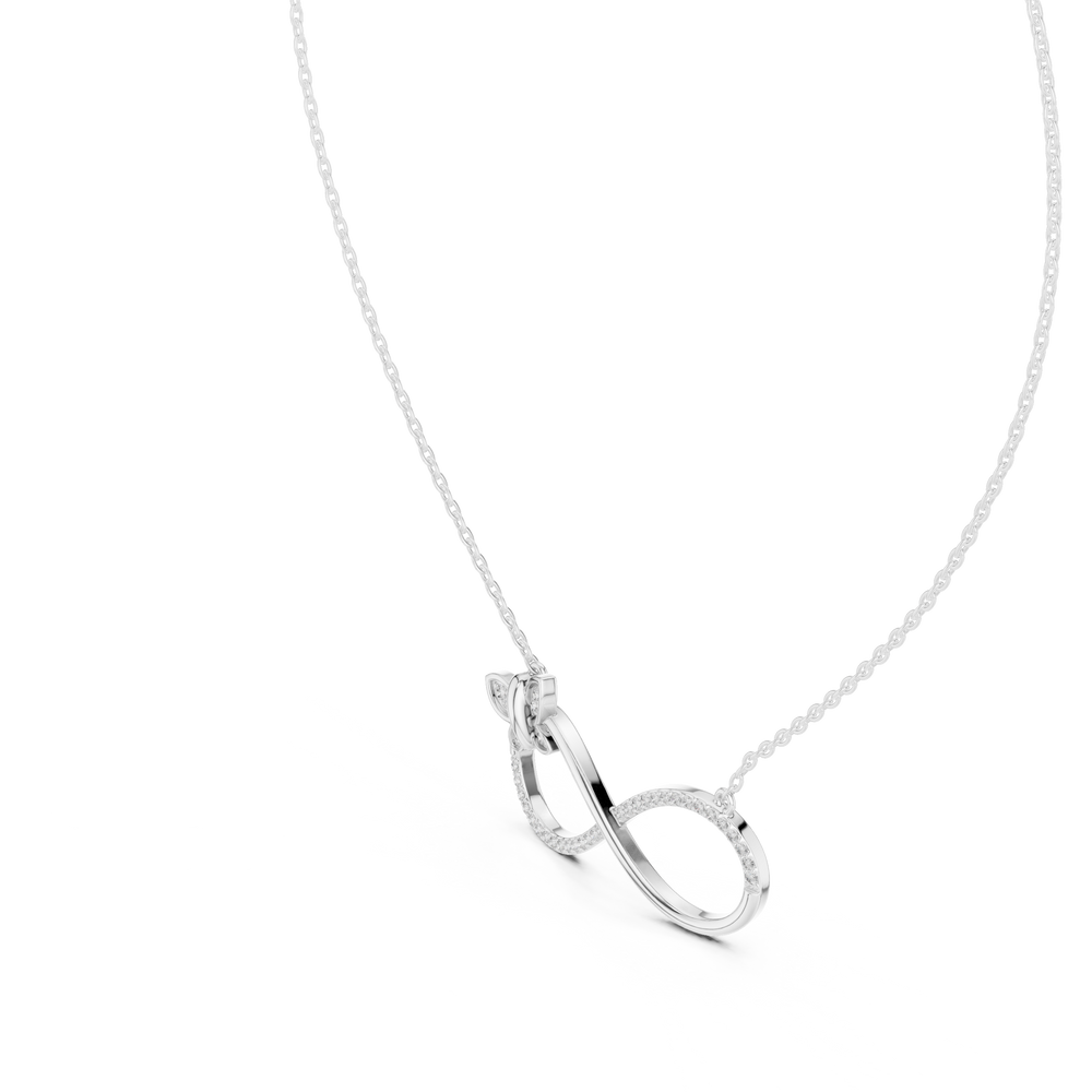 Butterfly infinity diamond pendant necklace with pave butterfly