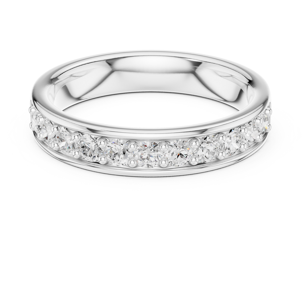 Channel set eternity band ring with continuous row of sparkling stones