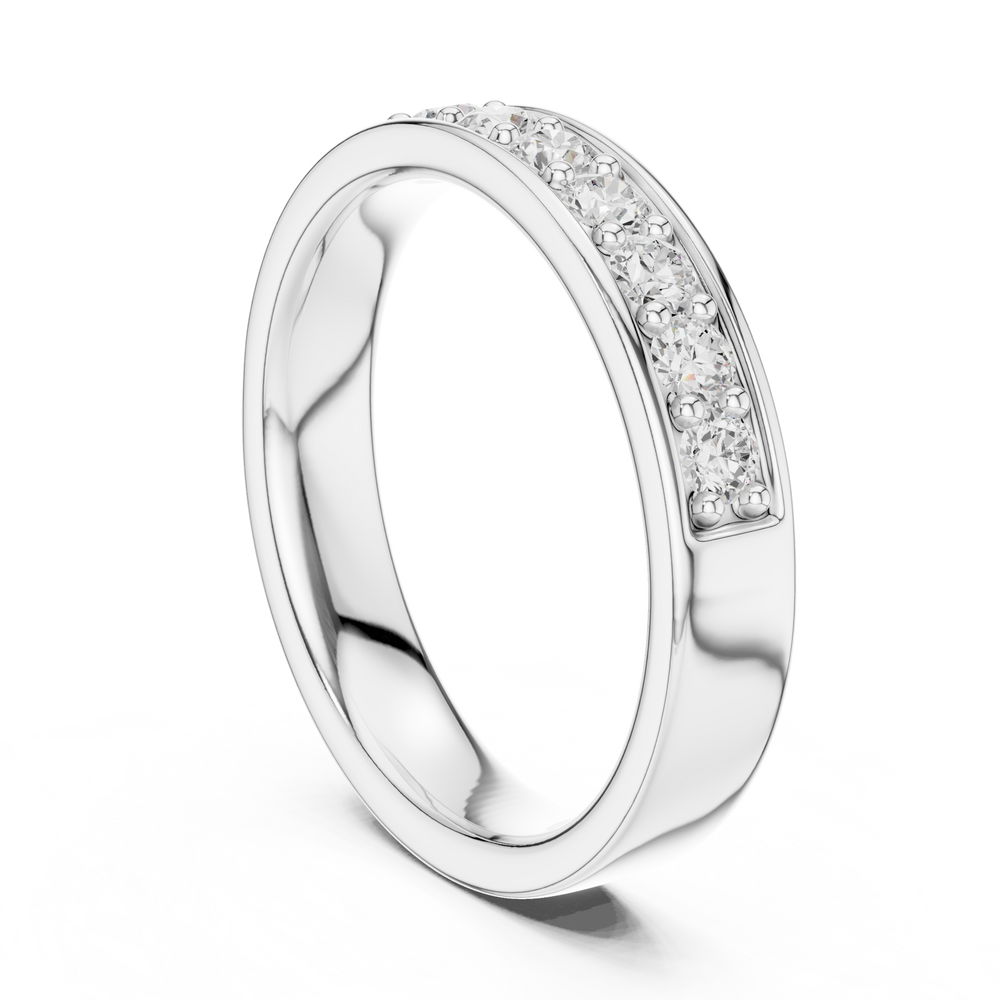 Channel set eternity band ring with continuous row of sparkling stones