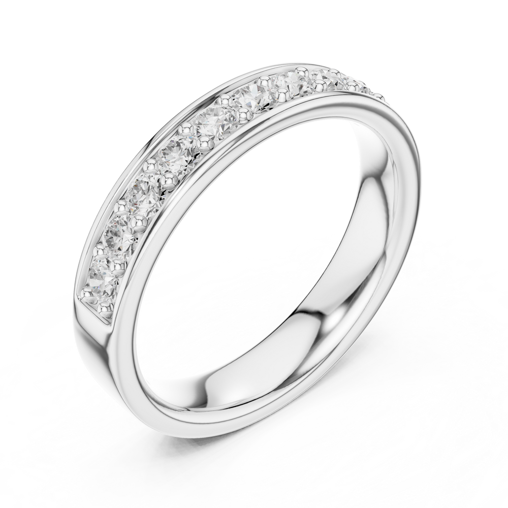 Channel set eternity band ring with continuous row of sparkling stones