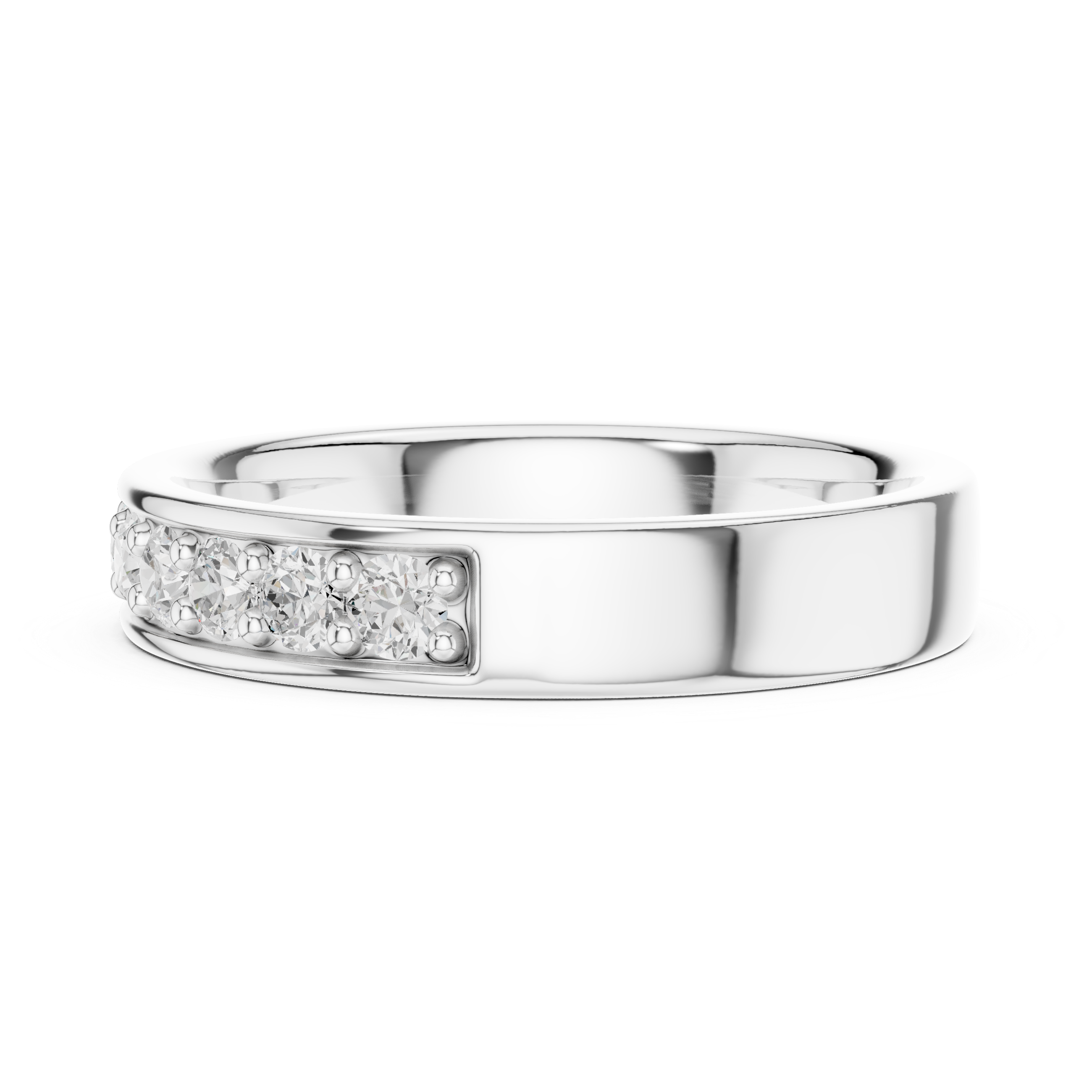 Channel set eternity band ring with continuous row of sparkling stones