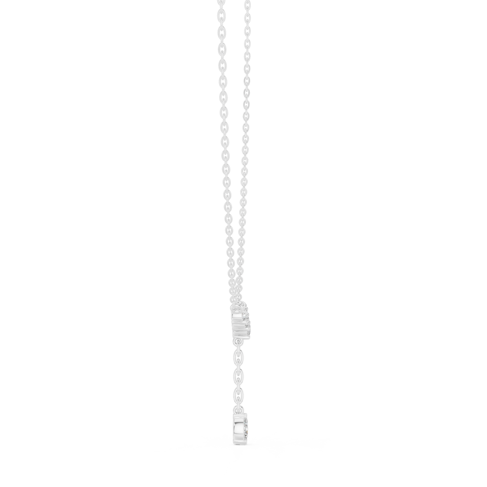 Chevron pave diamond lariat necklace with marquise solitaire drop pendant