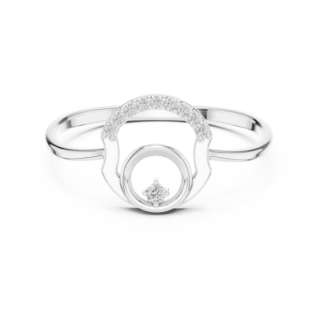 double circle solitaire diamond ring with pave setting