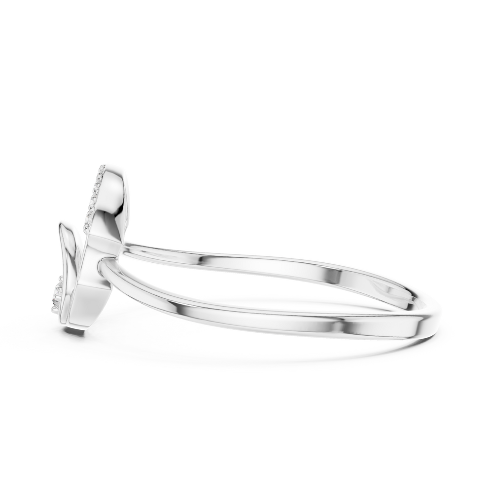 double circle solitaire diamond ring with pave setting