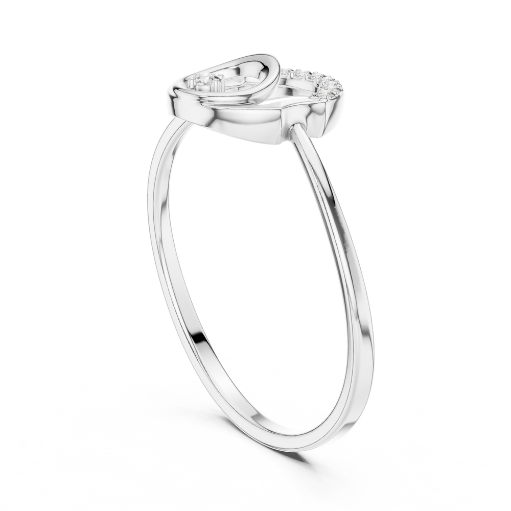 double circle solitaire diamond ring with pave setting