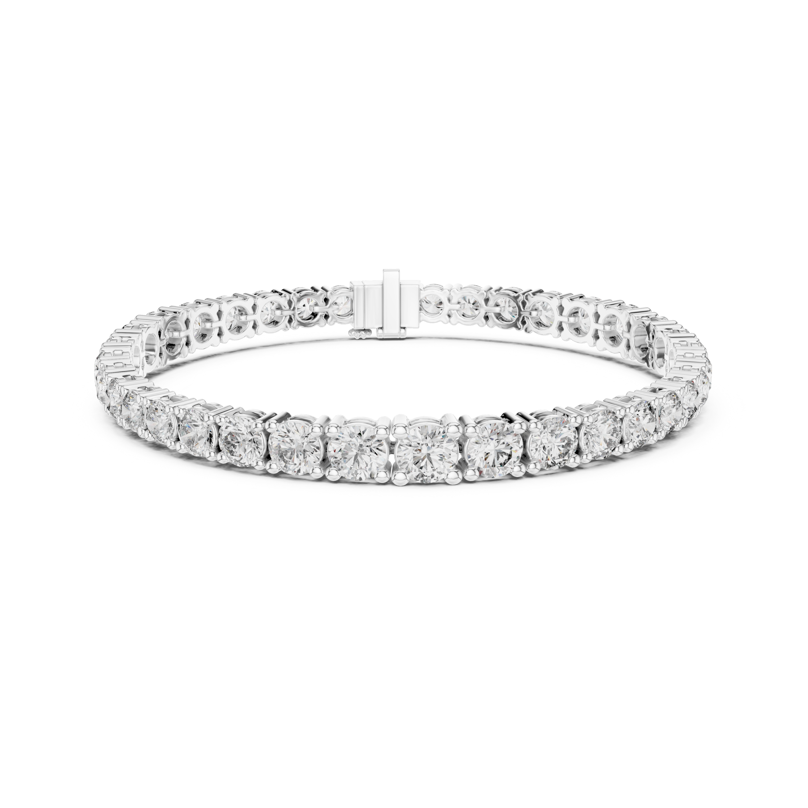 Classic round tennis bracelet with prong set continuous stone row detailing