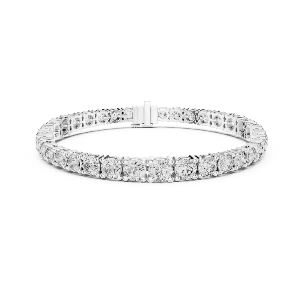 Classic round tennis bracelet with prong set continuous stone row detailing
