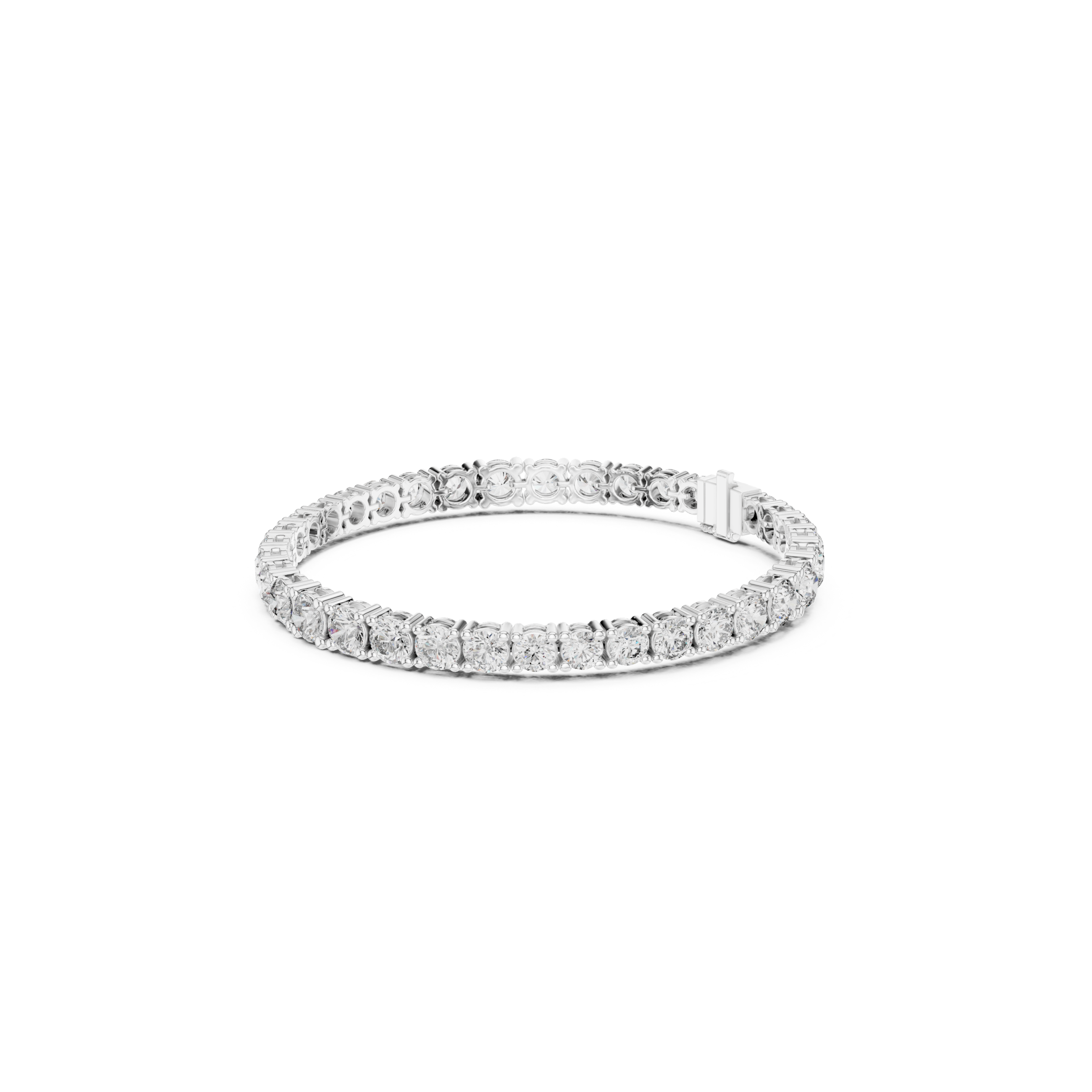 Classic round tennis bracelet with prong set continuous stone row detailing