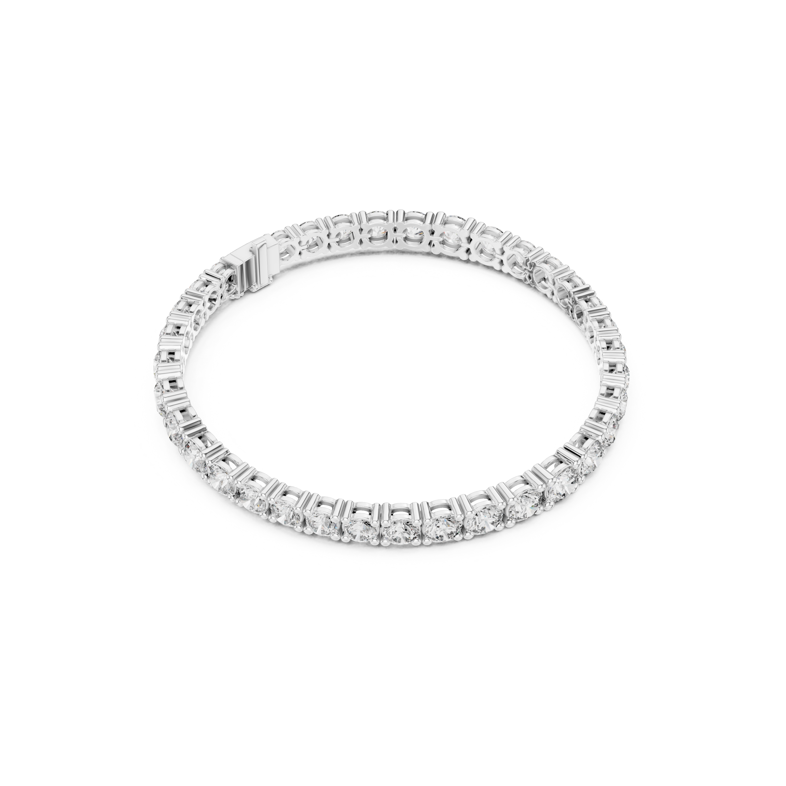 Classic round tennis bracelet with prong set continuous stone row detailing