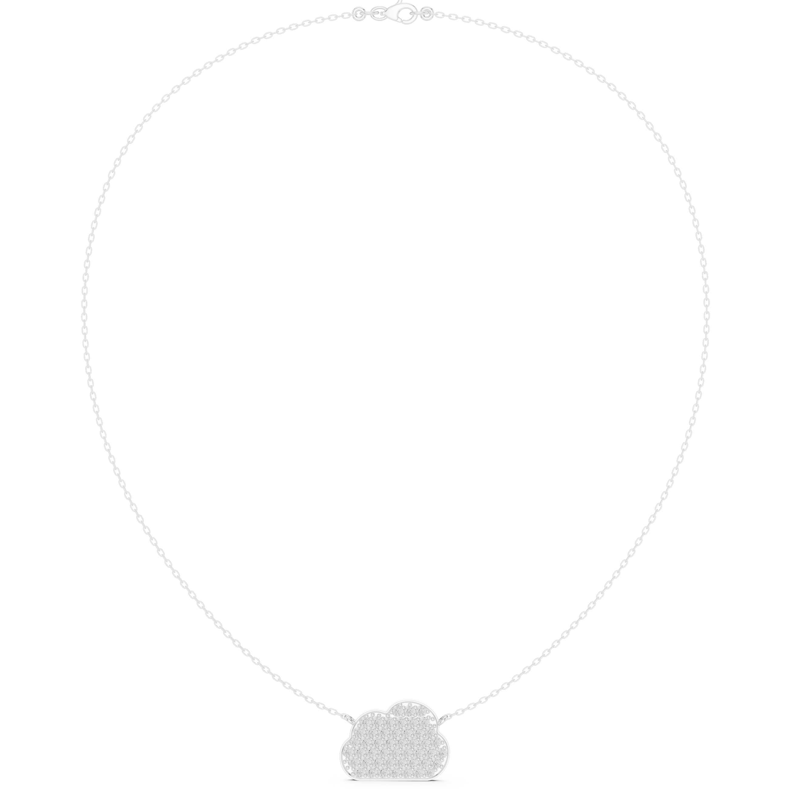 Dainty cloud shaped full pave diamond pendant necklace