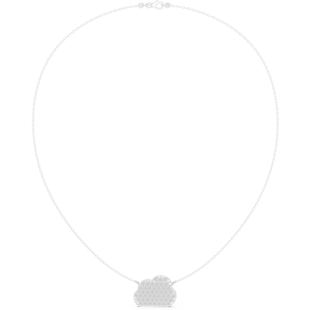 Dainty cloud shaped full pave diamond pendant necklace